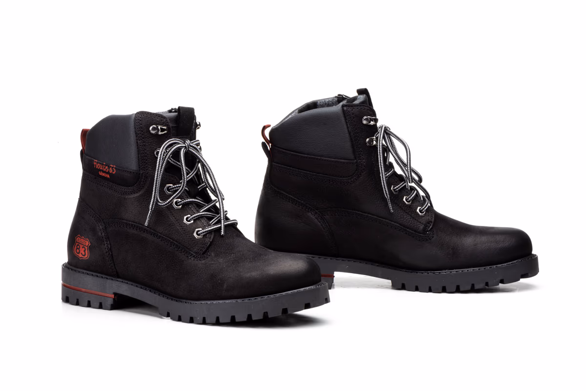 Botas Hombre Piel Negro Route 83