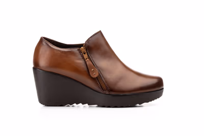 Zapatos Mujer Piel Cuero Cremallera Cuña - 3