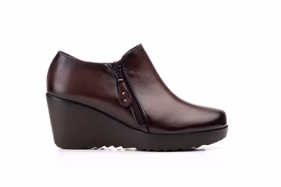 Zapatos Mujer Piel Marrón Cremallera Cuña - 3