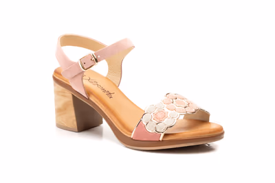 Sandalias Mujer Flores Rosa Tacón Xbonita - 2