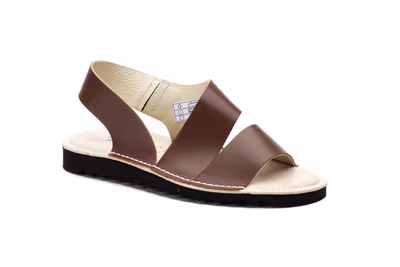 Sandalias Mujer Piel Marrón Elástico - 2