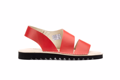 Sandalias Mujer Piel Rojo Elasticos - 3