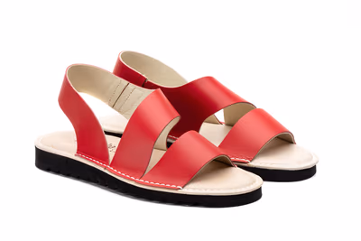 Sandalias Mujer Piel Rojo Elasticos - 5
