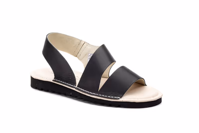 Sandalias Mujer Piel Negro Elasticos - 2