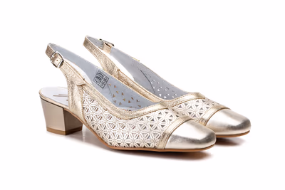 Zapatos Mujer Piel Platino Picado - 5