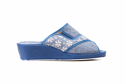 Zapatillas Mujer Azul Cuña Elasticos - 3