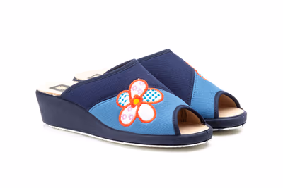 Zapatillas Mujer Azul Cuña - 5