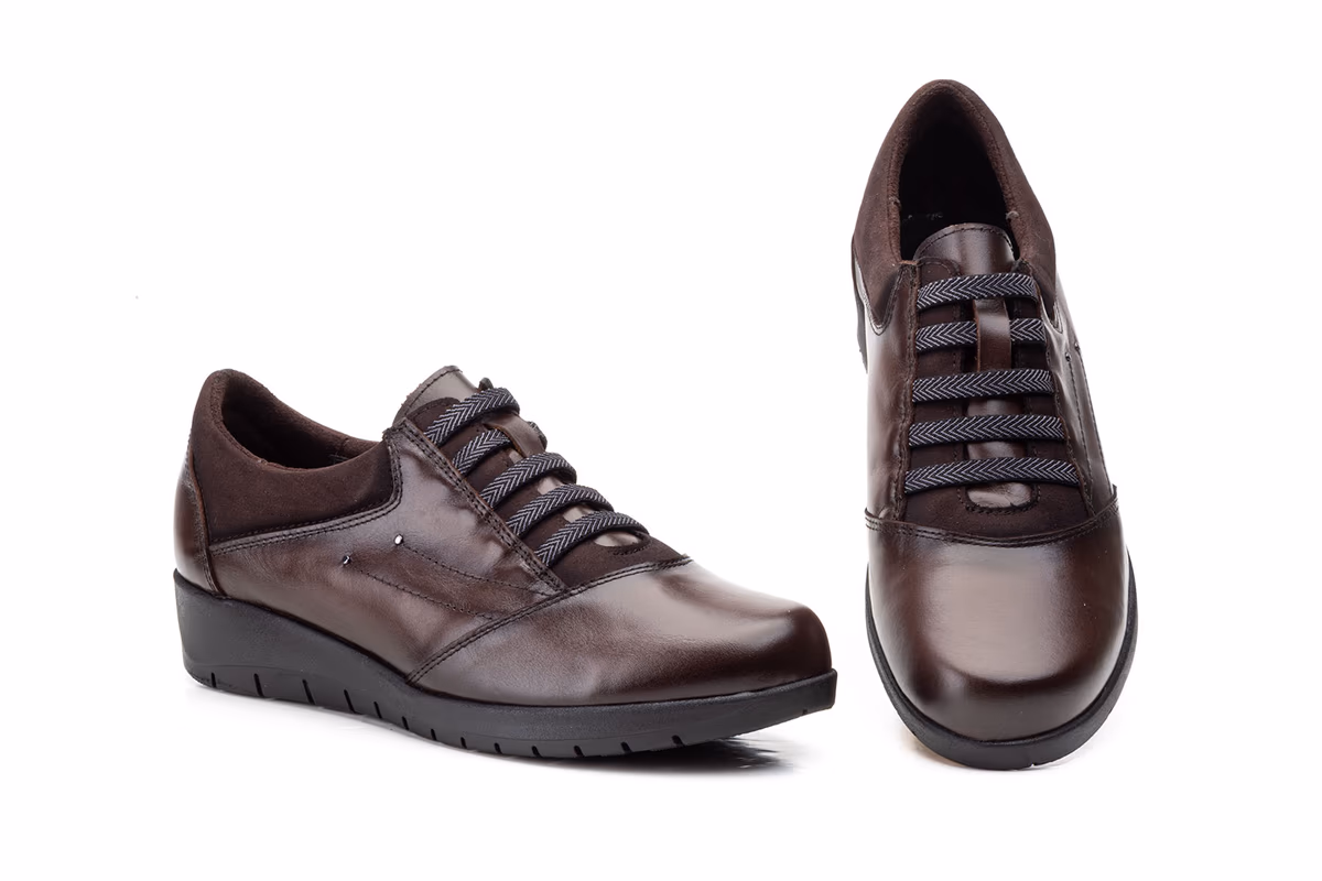 Zapatos Mujer Piel Marrón Eásticos