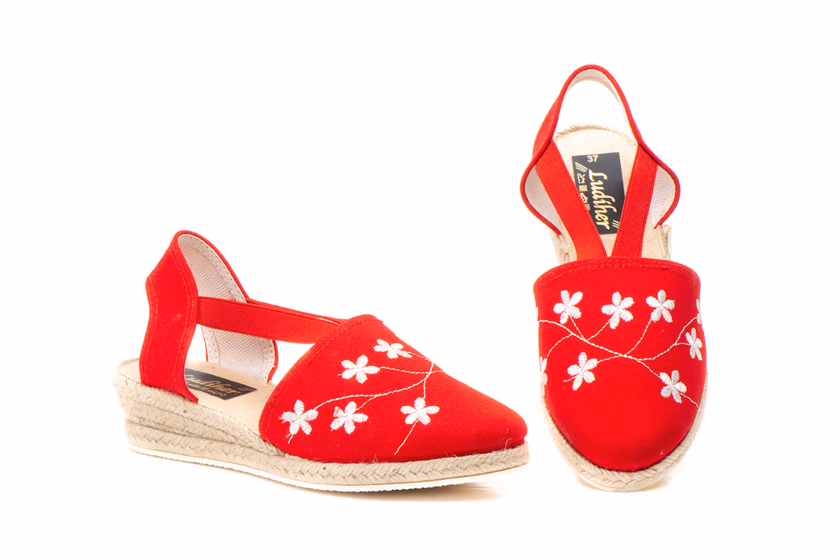 Yute Mujer Lona Roja Cuña