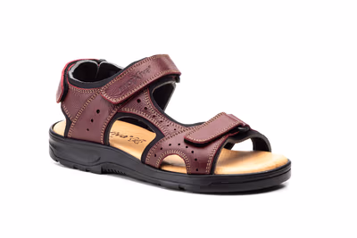 Sandalias Hombre Piel Burdeos Morxiva - 2