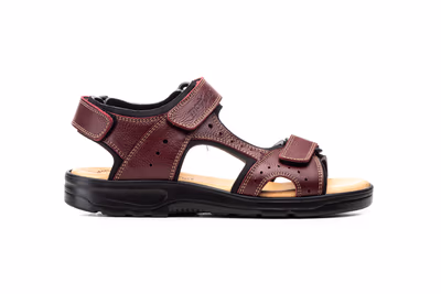 Sandalias Hombre Piel Burdeos Morxiva - 3