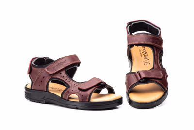 Sandalias Hombre Piel Burdeos Morxiva