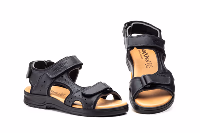 Sandalias Hombre Piel Negro Morxiva