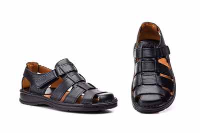 Sandalias Hombre Piel Negro Route 83