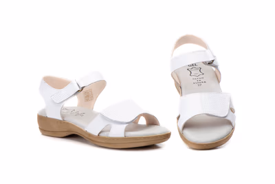 Sandalias Mujer PIel Blanco Plantilla Gel