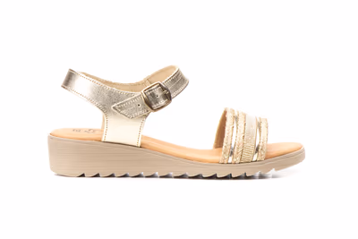 Sandalias Mujer Piel Platino Hebilla - 3