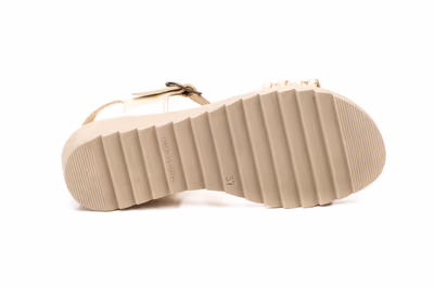 Sandalias Mujer Piel Platino Hebilla - 4