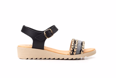 Sandalias Mujer Piel Negro Hebilla - 3