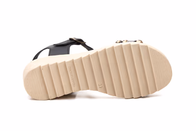 Sandalias Mujer Piel Negro Hebilla - 4