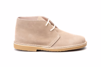 Botín Mujer Piel Serraje Arena Cordones - 3