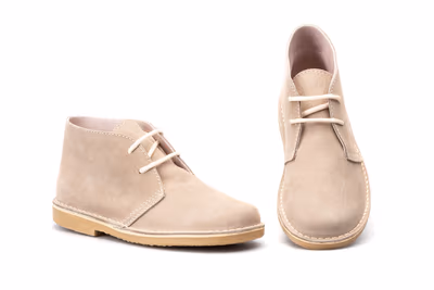 Botín Mujer Piel Serraje Arena Cordones