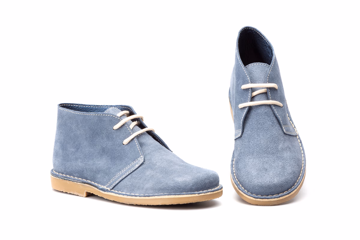 Botín Mujer Piel Serraje Vaquero Cordones