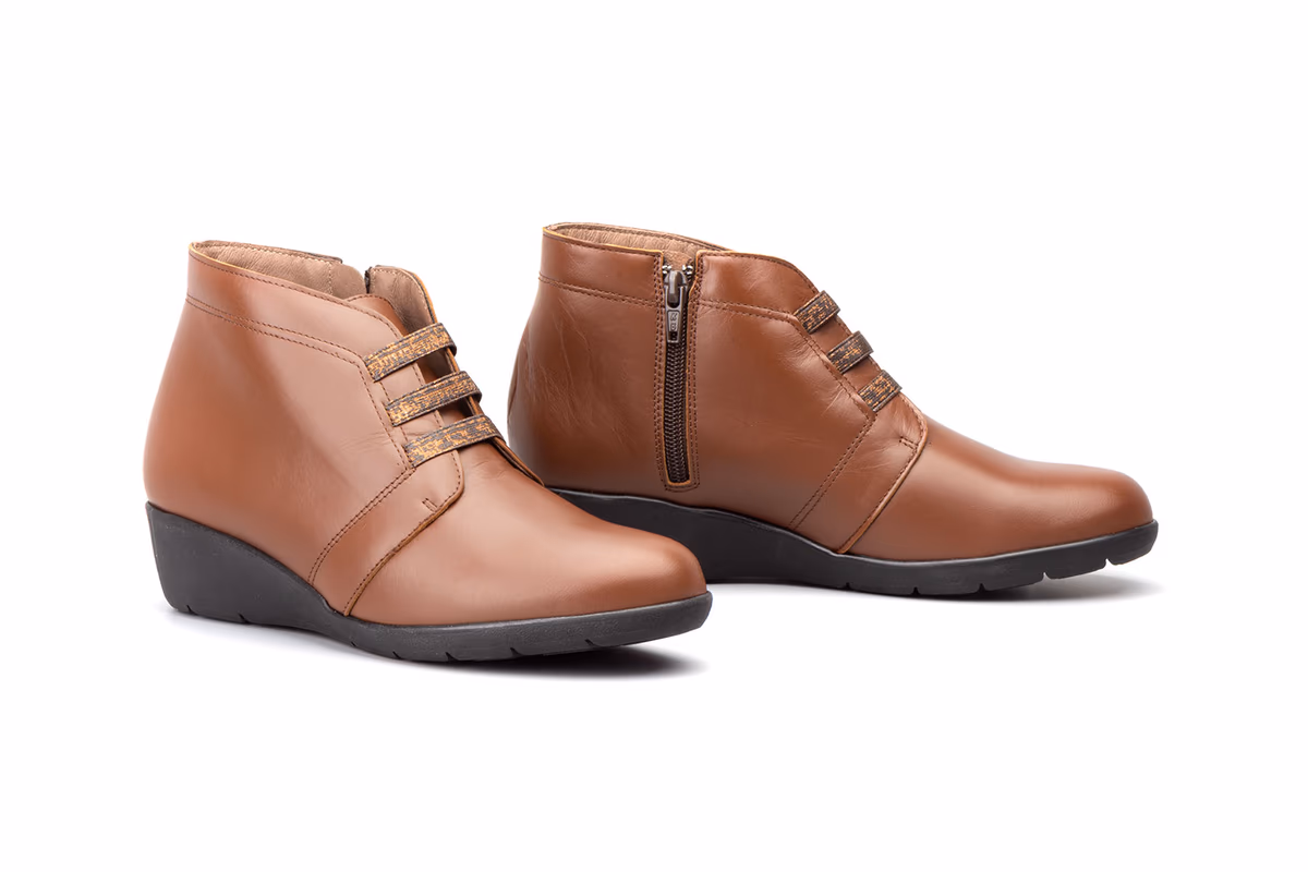 Botín Mujer Piel Cuero Elásticos