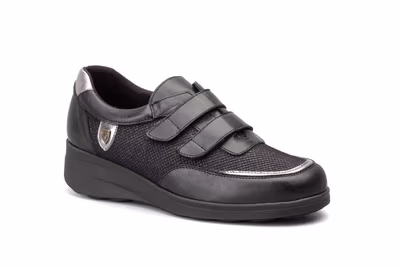 Deportivos Mujer Piel Negro Plata Velcro Ibérico - 2