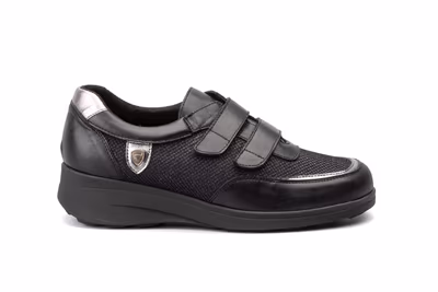 Deportivos Mujer Piel Negro Plata Velcro Ibérico - 3