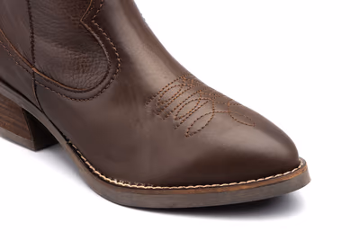 Botas Camperas Mujer Piel Napa Marrón Tacón Cubano - 5
