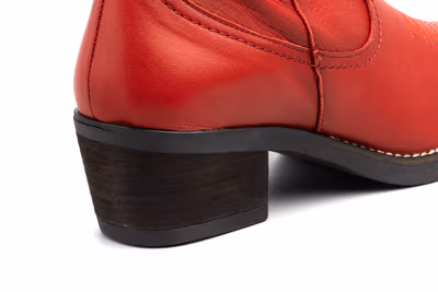 Botas Camperas Mujer Piel Napa Rojo Tacón Cubano - 7