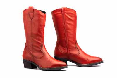 Botas Camperas Mujer Piel Napa Rojo Tacón Cubano