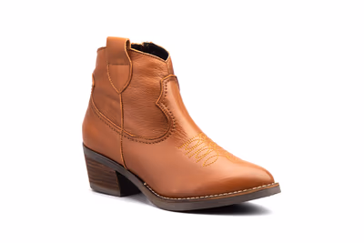 Botín Campero Mujer Piel Napa Cuero Tacón Cubano - 2