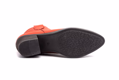 Botín Campero Mujer Piel Rojo Tacón Cubano - 4