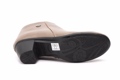 Botines Mujer Piel Gris Taupe Tacón Cremallera - 4