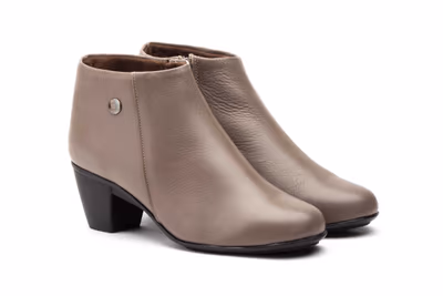 Botines Mujer Piel Gris Taupe Tacón Cremallera - 5
