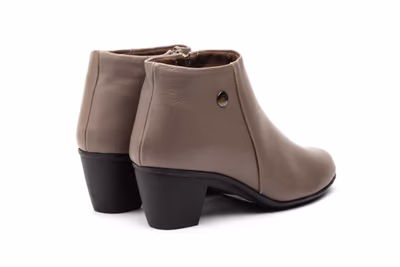 Botines Mujer Piel Gris Taupe Tacón Cremallera - 6