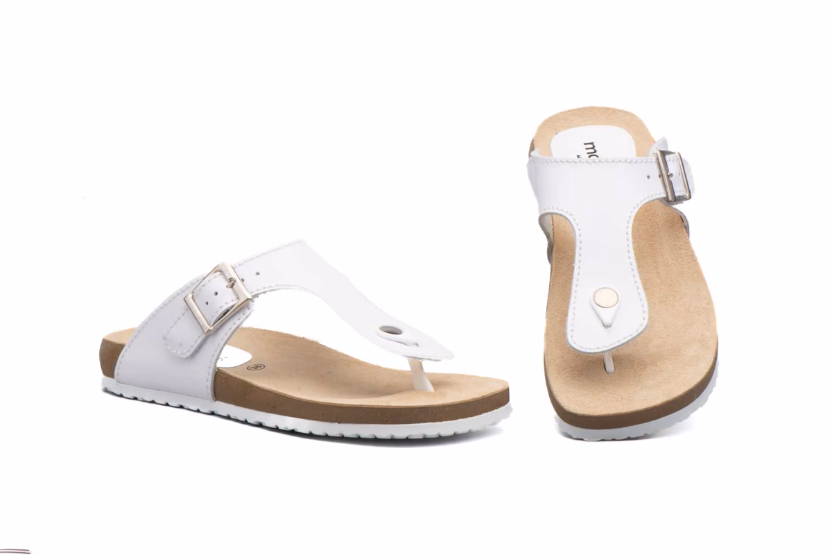 Sandalias Mujer Piel Marino Hebilla