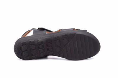 Sandalias Mujer Piel Negro Velcro - 4