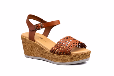 Sandalias Mujer Piel Láser Cuero Cuña Yute - 2