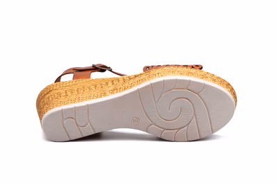 Sandalias Mujer Piel Láser Cuero Cuña Yute - 4