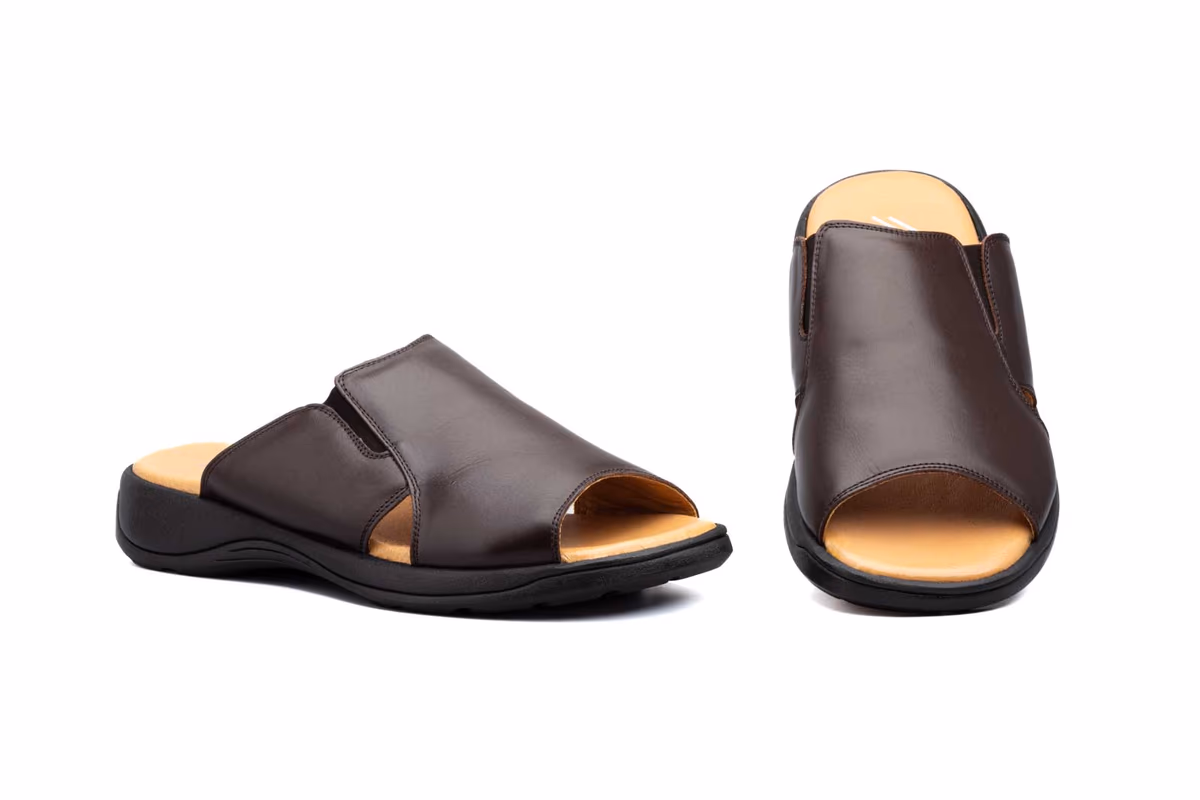 Sandalias Hombre Piel Marrón