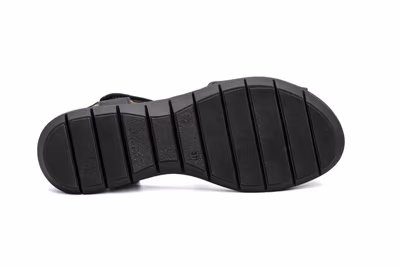 Sandalias Mujer Piel Negro Cuña - 3