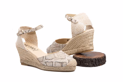 Alpargata Yute Mujer Tejido Naga Dorado Cuña - 2
