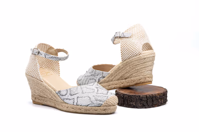 Alpargata Yute Mujer Tejido Naga Plata Cuña - 2