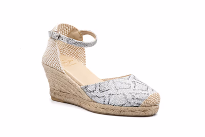 Alpargata Yute Mujer Tejido Naga Plata Cuña - 3