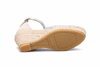 Alpargata Yute Mujer Tejido Naga Plata Cuña - 5