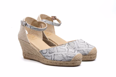 Alpargata Yute Mujer Tejido Naga Plata Cuña - 6
