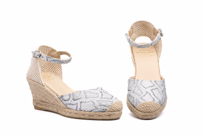 Alpargata Yute Mujer Tejido Naga Plata Cuña
