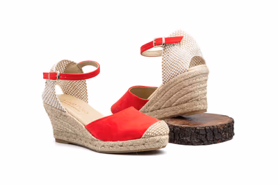 Alpargata Yute Mujer Tejido Rojo Cuña - 2